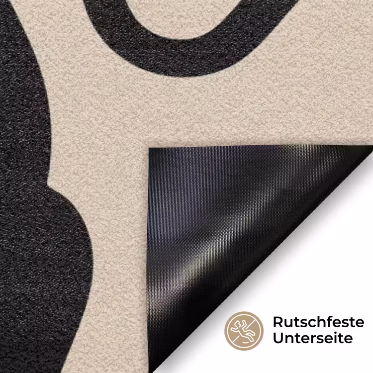 Lijnen - Zwart - Beige - Abstract - Minimalistisch Deurmat klein -antislip_DE