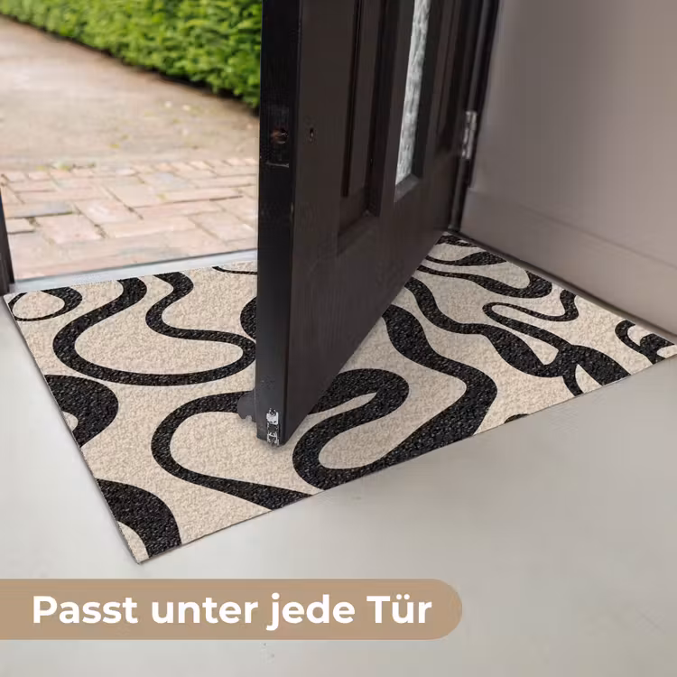 Lijnen - Zwart - Beige - Abstract - Minimalistisch Deurmat klein -USP_DE
