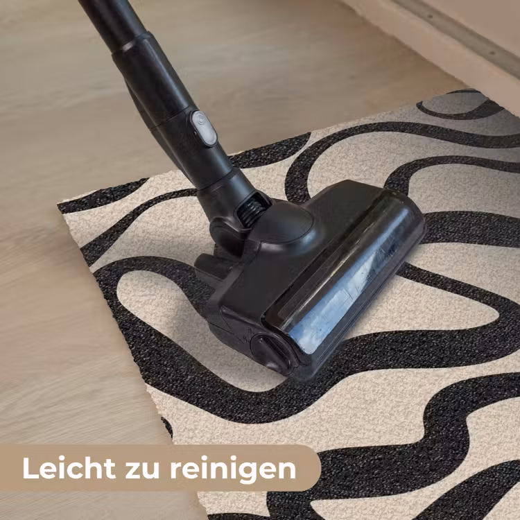 Lijnen - Zwart - Beige - Abstract - Minimalistisch Deurmat klein -reinigen_DE