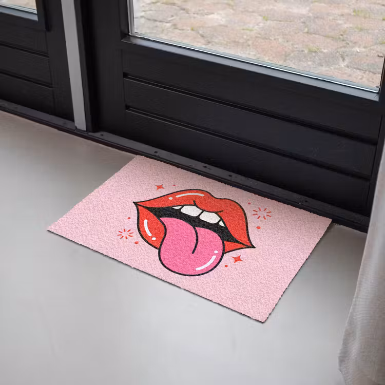 Lippen - Tong - Pop-art - Kleurrijk - Roze Deurmat klein -sfeer2