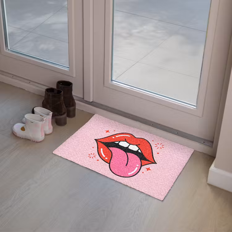 Lippen - Tong - Pop-art - Kleurrijk - Roze Deurmat klein -sfeer3
