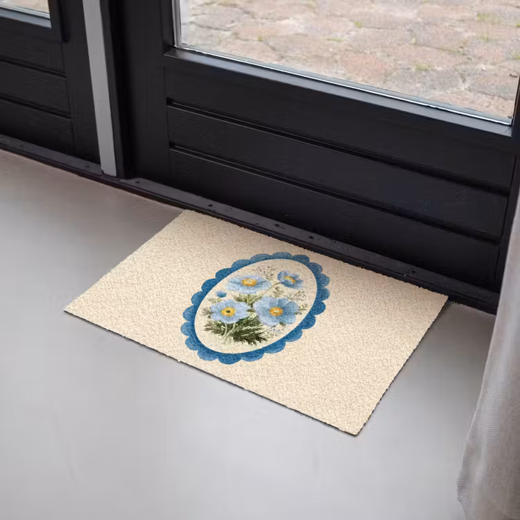 Lijst - Bloemen - Lichtblauw - Illustratie Deurmat klein -sfeer2