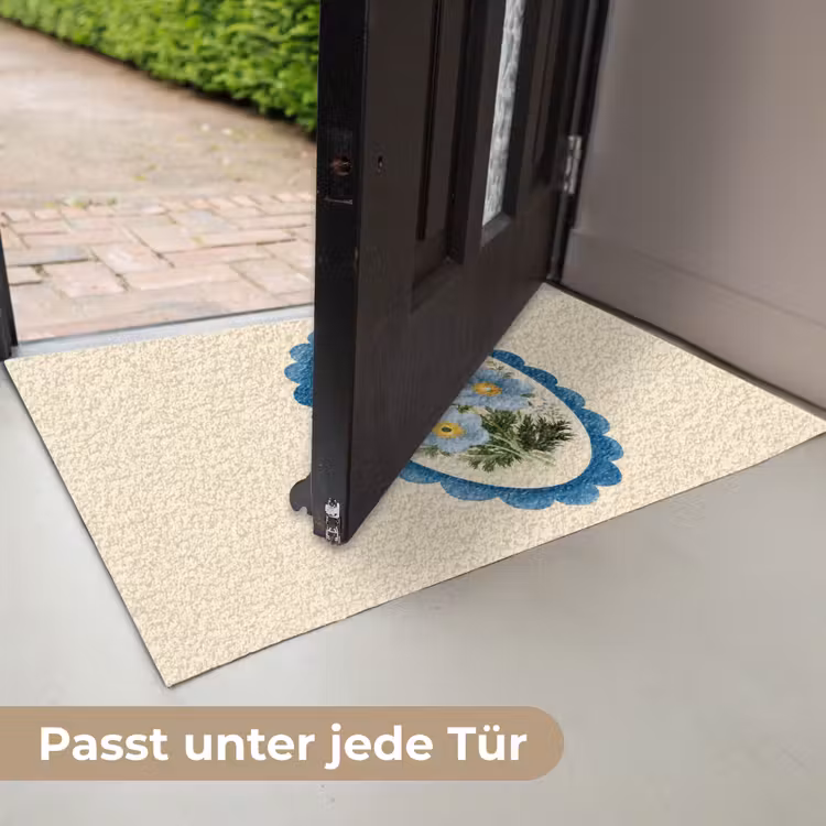 Lijst - Bloemen - Lichtblauw - Illustratie Deurmat klein -USP_DE