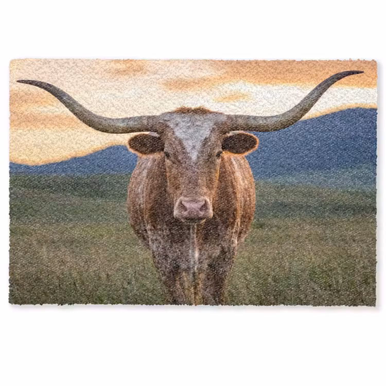 Longhorn - Landschap - Zonsondergang Deurmat klein -zkaufland3d