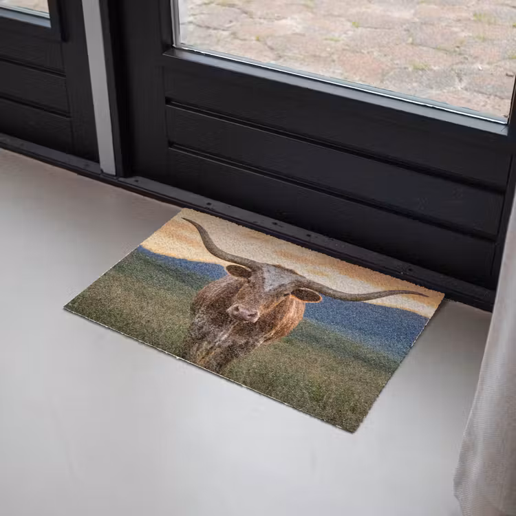 Longhorn - Landschap - Zonsondergang Deurmat klein -sfeer2