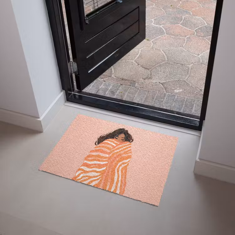 Meisje - Deken - Gestreept - Oranje Deurmat klein -sfeer5
