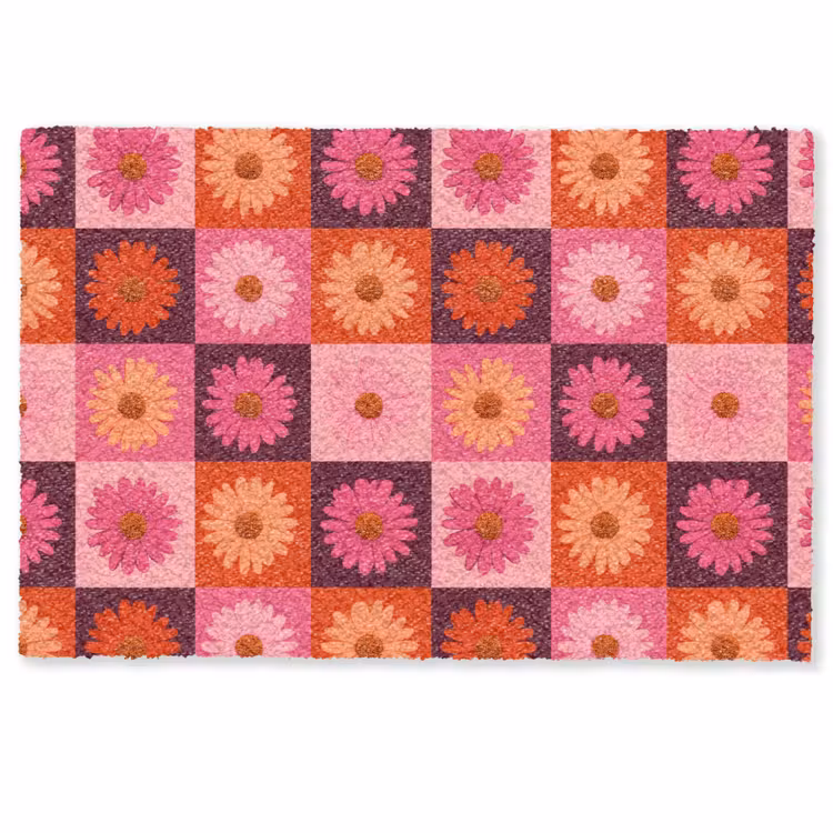 Madeliefjes - Dambord - Retro - Roze - Oranje Deurmat klein 898 -zkaufland3d