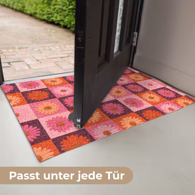 Madeliefjes - Dambord - Retro - Roze - Oranje Deurmat klein 898 -USP_DE