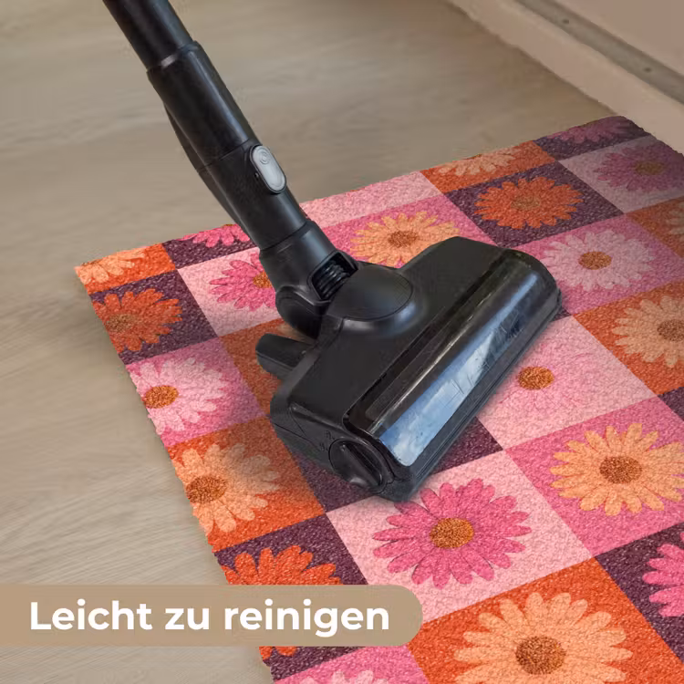 Madeliefjes - Dambord - Retro - Roze - Oranje Deurmat klein 898 -reinigen_DE