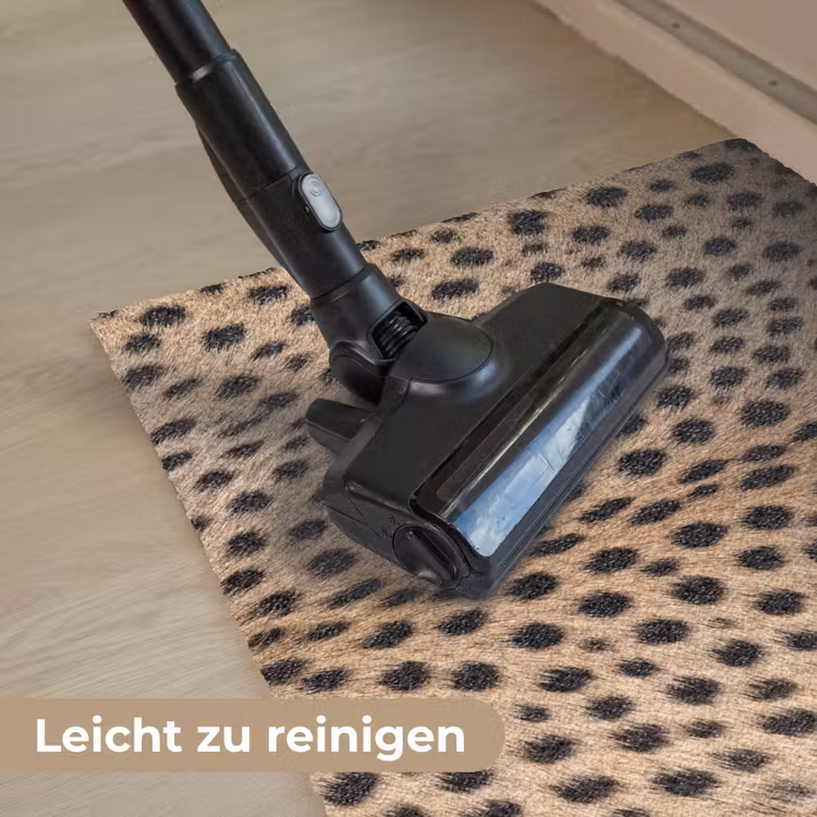 Vacht - Jachtluipaard - Zwart - Wit Deurmat klein -reinigen_DE