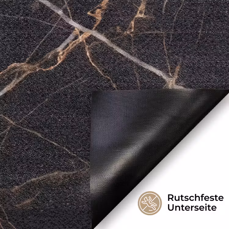 Marmer - Goud - Abstract - Zwart Deurmat klein -antislip_DE