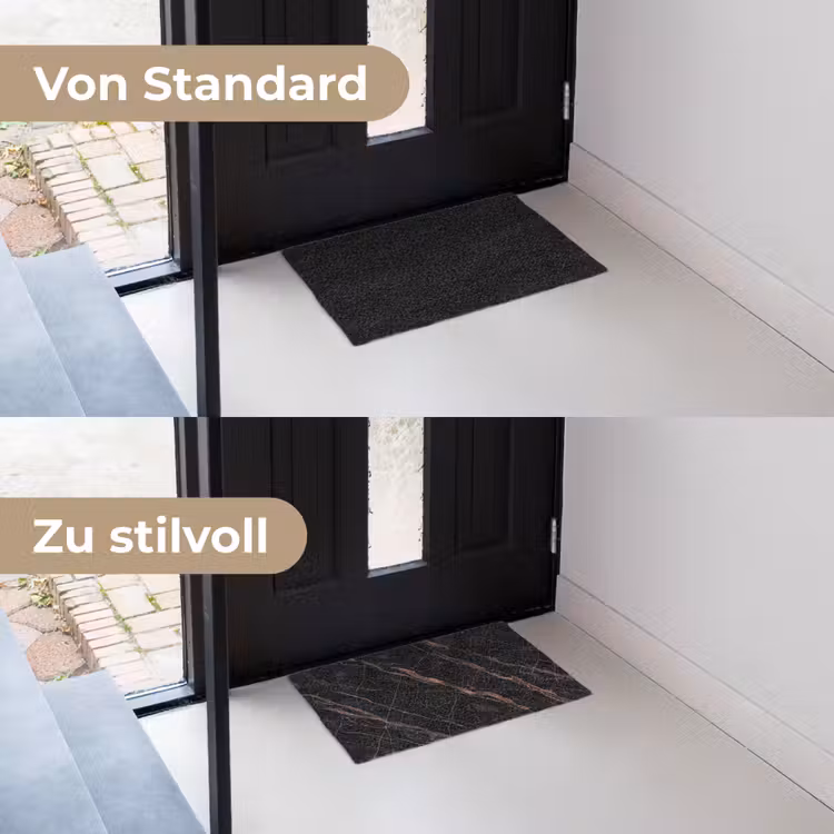 Marmer - Goud - Patroon - Luxe - Zwart Deurmat klein -voor-na_DE