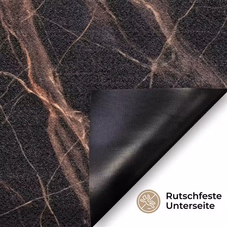 Marmer - Goud - Patroon - Luxe - Zwart Deurmat klein -antislip_DE