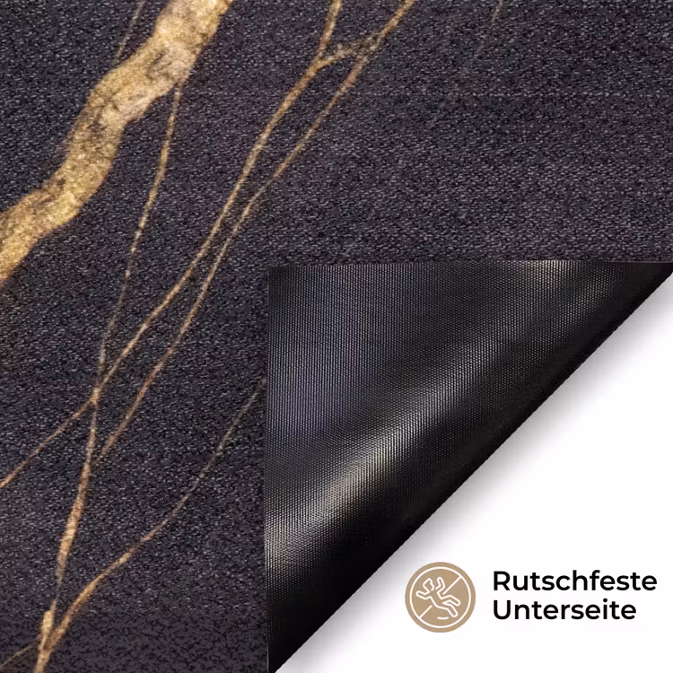 Marmer - Goud - Textuur - Abstract - Zwart Deurmat klein -antislip_DE