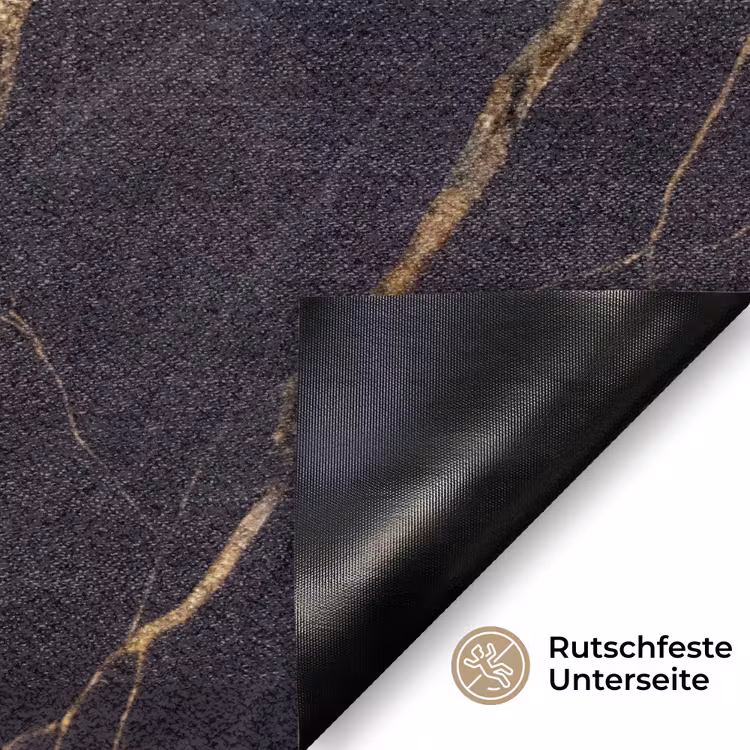 Marmer - Gouden aders - Abstract - Zwart Deurmat klein -antislip_DE