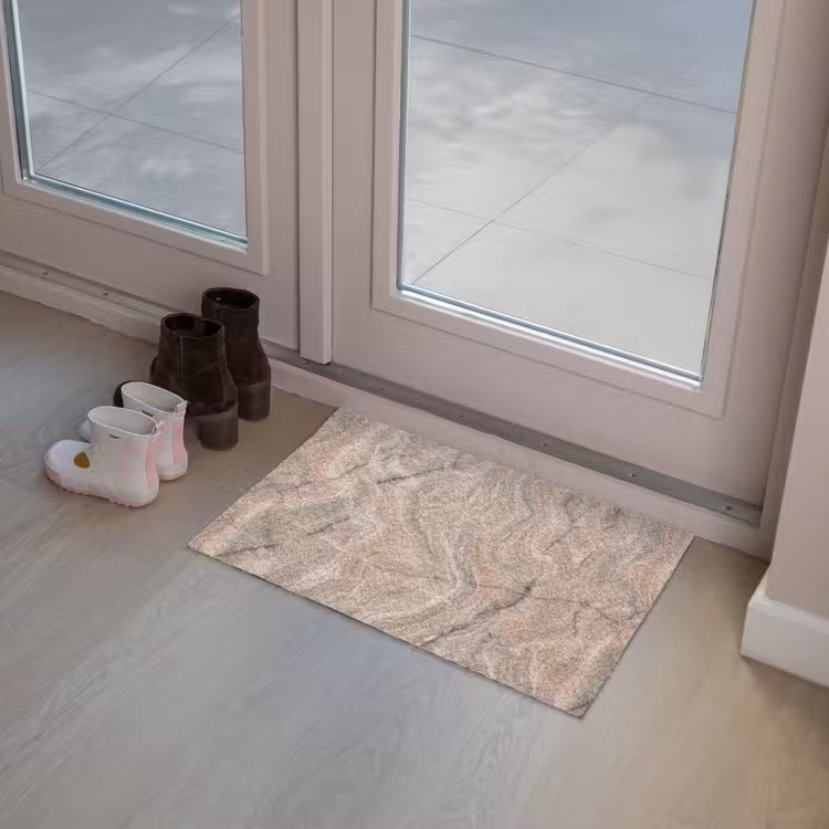 Marmer - Patroon - Abstract - Beige - Groen Deurmat klein -sfeer3