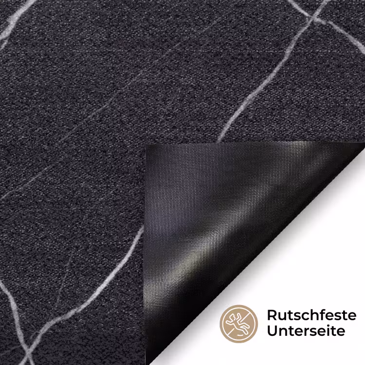 Marmer - Patroon - Abstract - Modern - Zwart Deurmat klein -antislip_DE