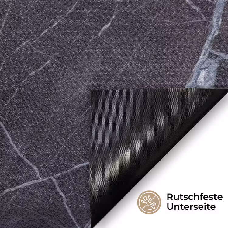Marmer - Patroon - Modern - Zwart - Wit Deurmat klein -antislip_DE