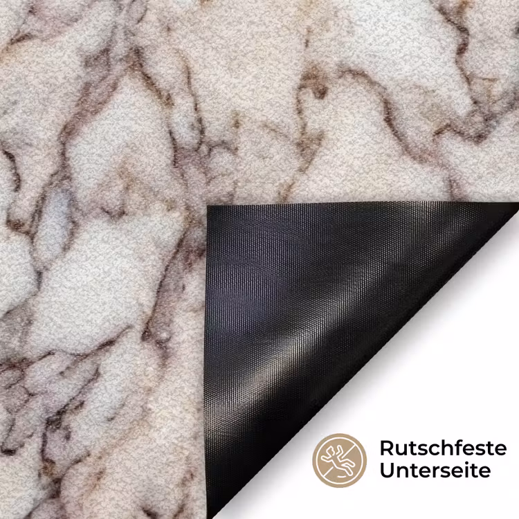 Marmer - Textuur - Abstract - Wit - Bruin Deurmat klein -antislip_DE