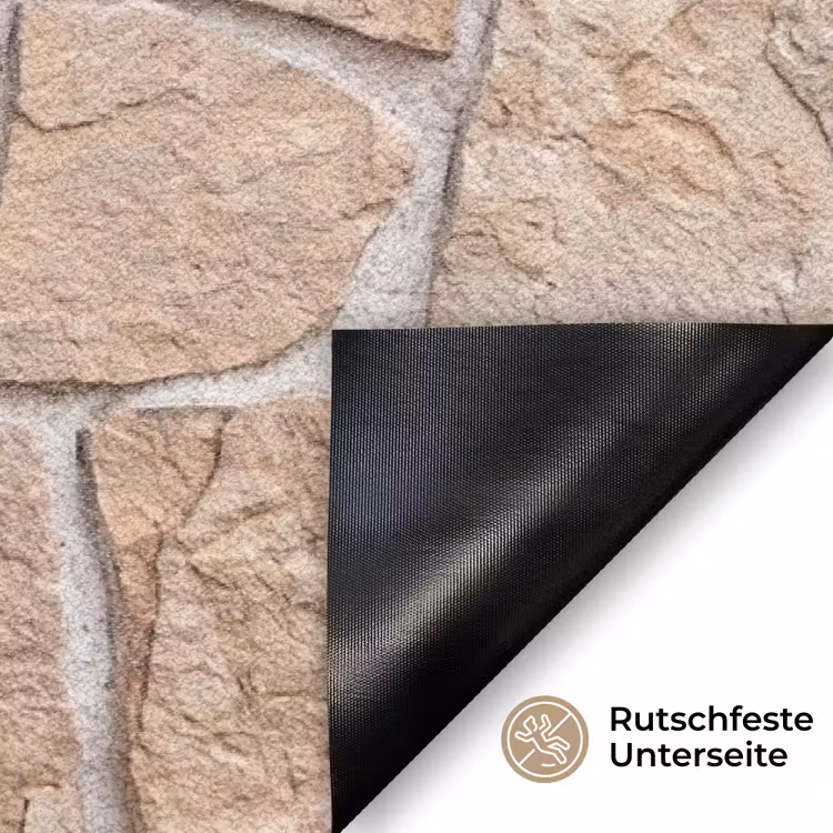 Muur - Steen - Patroon - Rustiek - Beige Deurmat klein -antislip_DE
