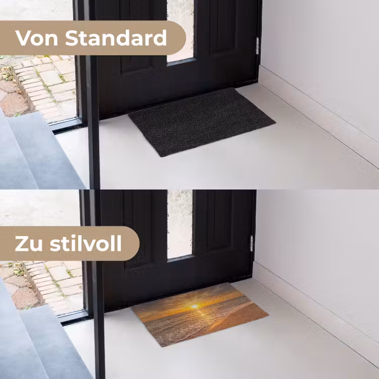 Zee - Zonsondergang - Golven - Kust - Oranje Deurmat klein -voor-na_DE