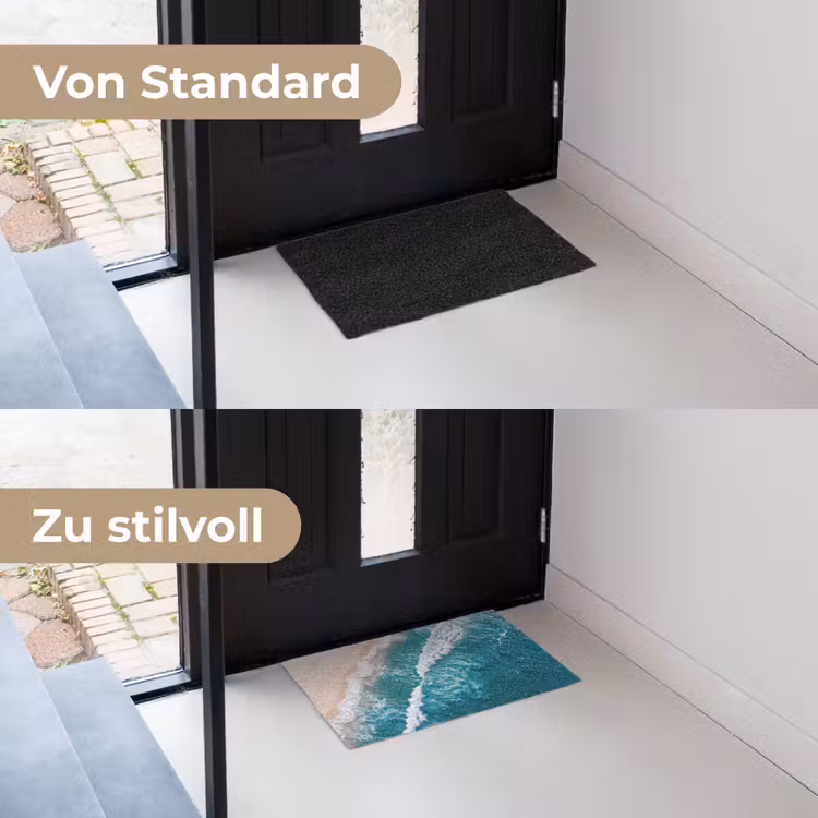Zee - Strand - Golven - Natuur - Blauw Deurmat klein -voor-na_DE