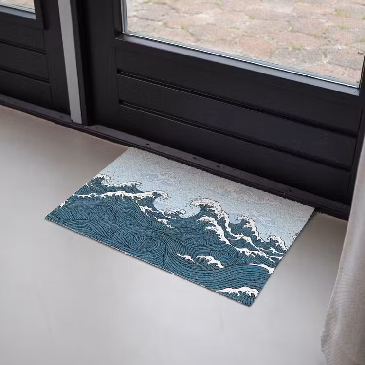 Zee - Golven - Japans - Natuur - Blauw Deurmat klein -sfeer2