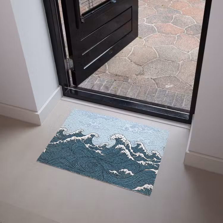 Zee - Golven - Japans - Natuur - Blauw Deurmat klein -sfeer5