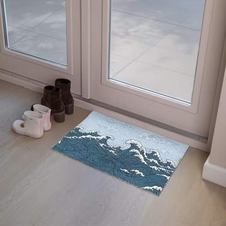 Zee - Golven - Japans - Natuur - Blauw Deurmat klein -sfeer3