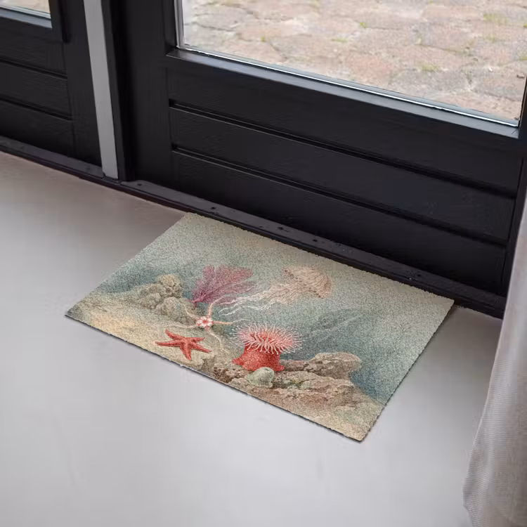 Zeeleven - Kwal - Onderwater - Illustratie - Beige Deurmat klein -sfeer2