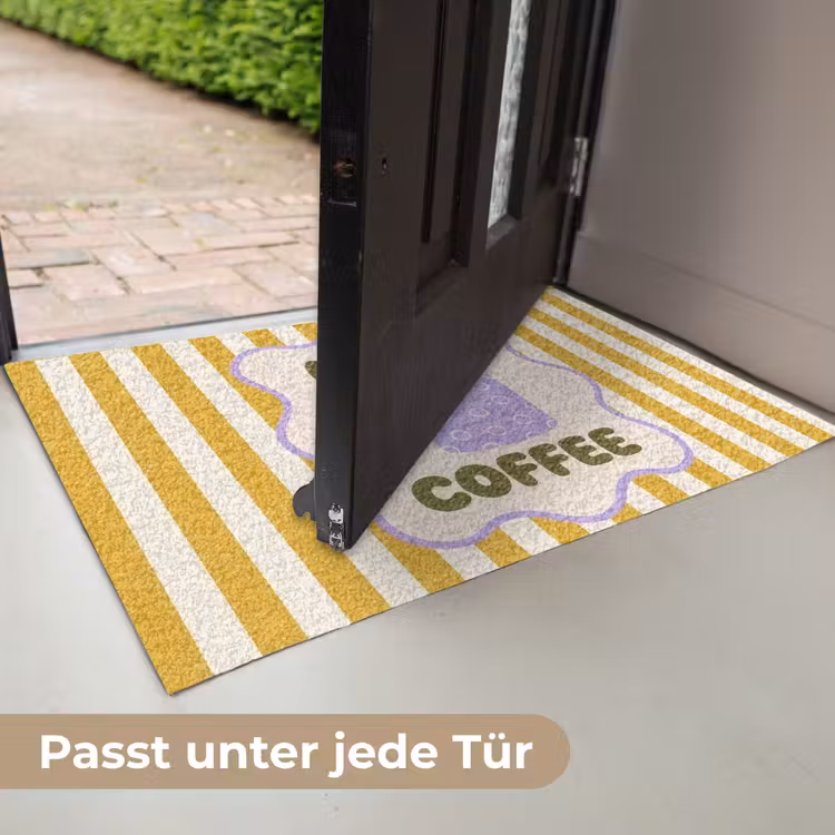 More coffee - Geel - Paars - Strepen - Mok Deurmat klein -USP_DE