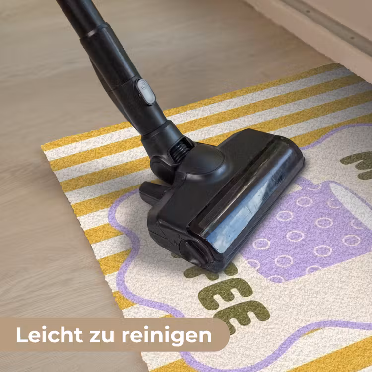 More coffee - Geel - Paars - Strepen - Mok Deurmat klein -reinigen_DE