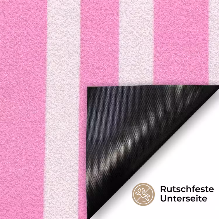More coffee - Roze - Paars - Strepen - Mok Deurmat klein -antislip_DE