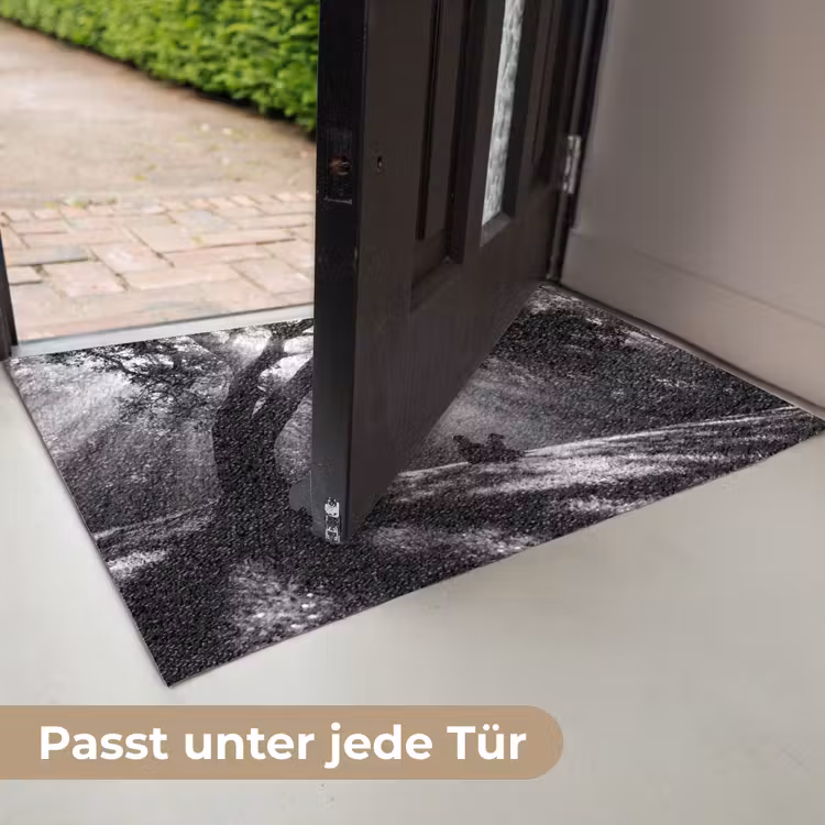 Mens - Hond - Natuur - Zwart-wit - Silhouet Deurmat klein -USP_DE