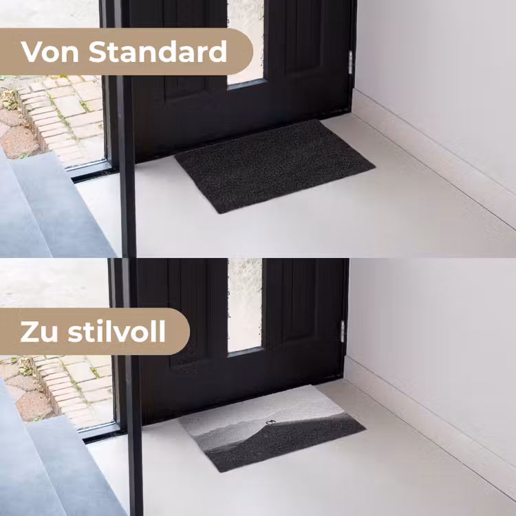 Mens - Kameel - Zandduin - Natuur - Monochroom Deurmat klein -voor-na_DE