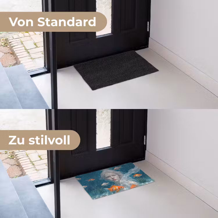 Mens - Onderwater - Vis - Modern - Blauw Deurmat klein -voor-na_DE