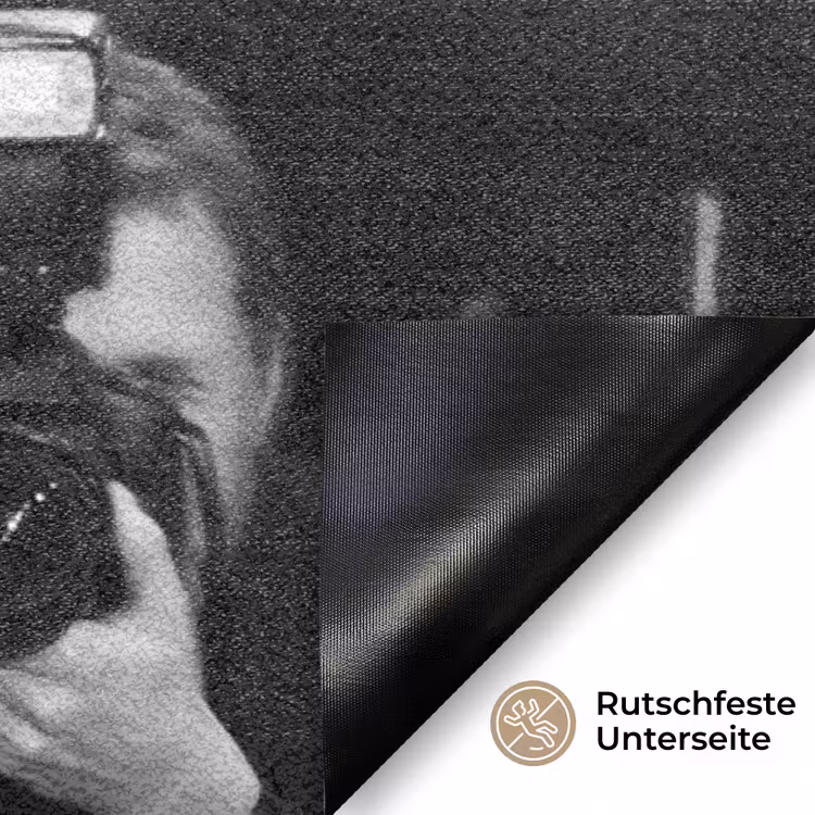 Mensen - Camera - Flitslicht - Zwart-wit - Media Deurmat klein -antislip_DE