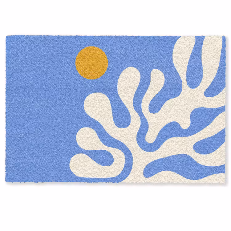 Minimalistisch - Organisch patroon - Blauw Deurmat klein -zkaufland3d