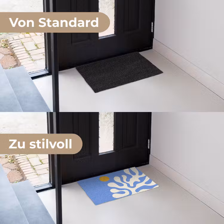 Minimalistisch - Organisch patroon - Blauw Deurmat klein -voor-na_DE