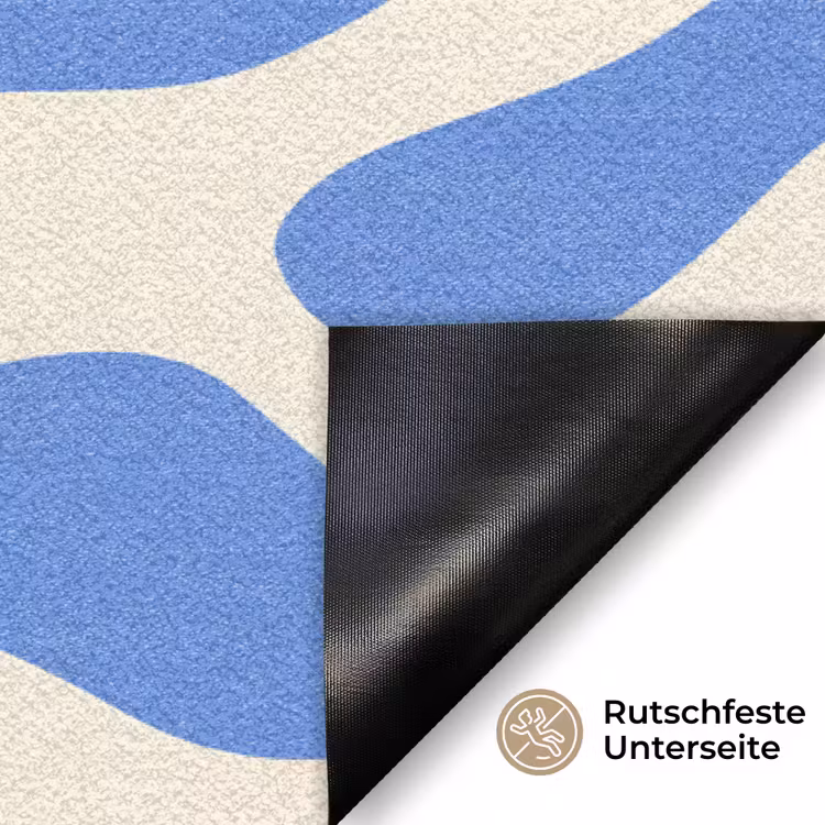 Minimalistisch - Organisch patroon - Blauw Deurmat klein -antislip_DE