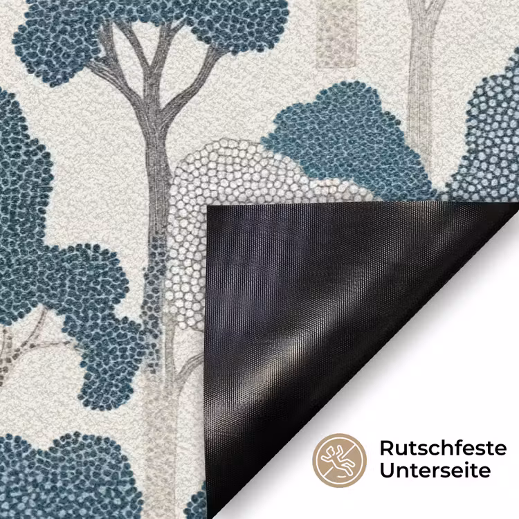 Modern - Bomen - Bos - Patroon - Blauw Deurmat klein 898 -antislip_DE