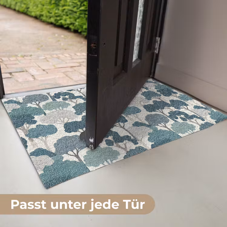 Modern - Bomen - Bos - Patroon - Blauw Deurmat klein 898 -USP_DE