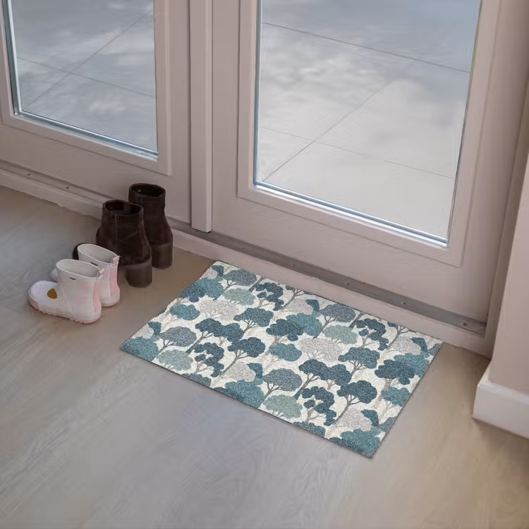Modern - Bomen - Bos - Patroon - Blauw Deurmat klein 898 -sfeer3