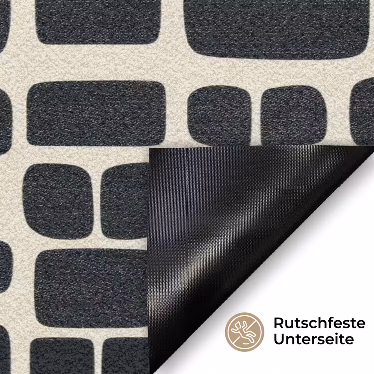 Modern - Organisch - Zwart Deurmat klein 898 -antislip_DE