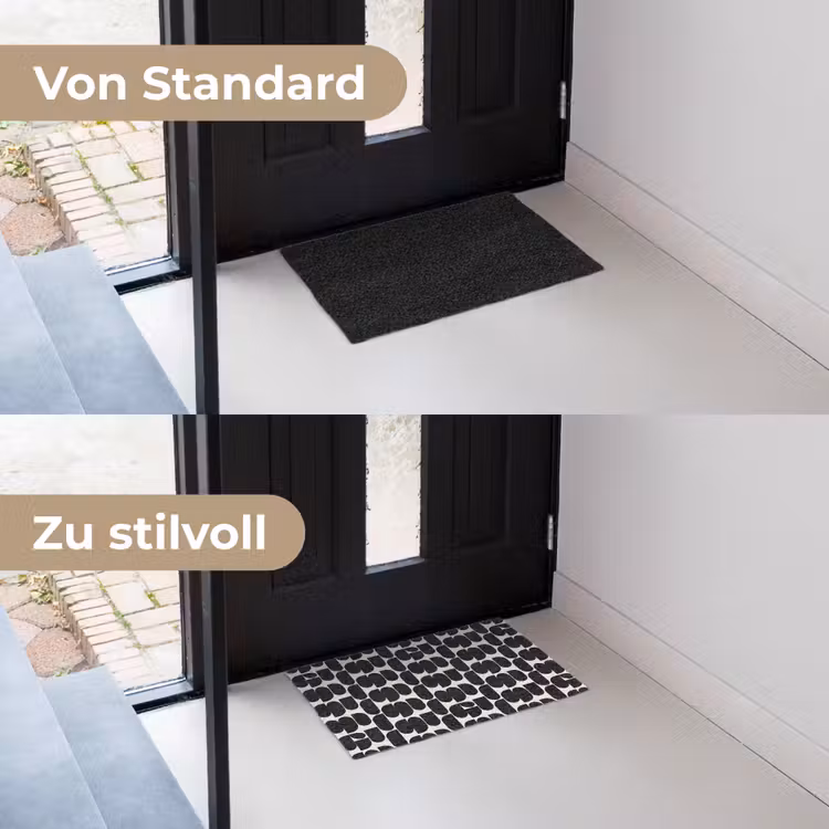 Modern - Patroon - Zwart Deurmat klein 898 -voor-na_DE