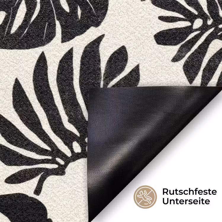 Modern - Monstera - Zwart Deurmat klein 898 -antislip_DE