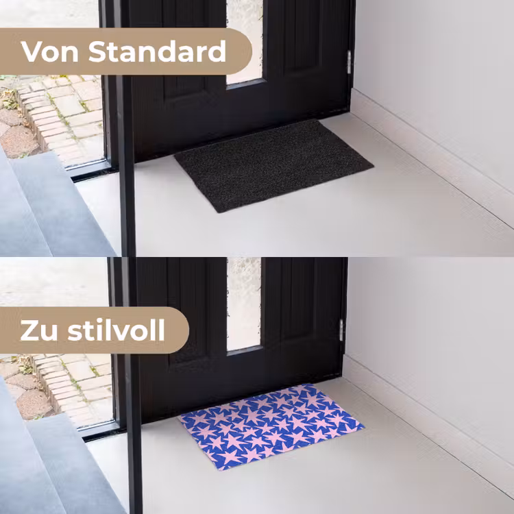 Modern - Sterren - Blauw Deurmat klein 898 -voor-na_DE
