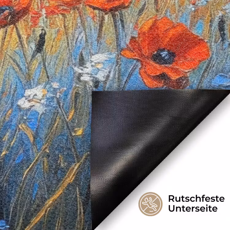 Klaproos - Bloemenveld - Kleurrijk Deurmat klein -antislip_DE