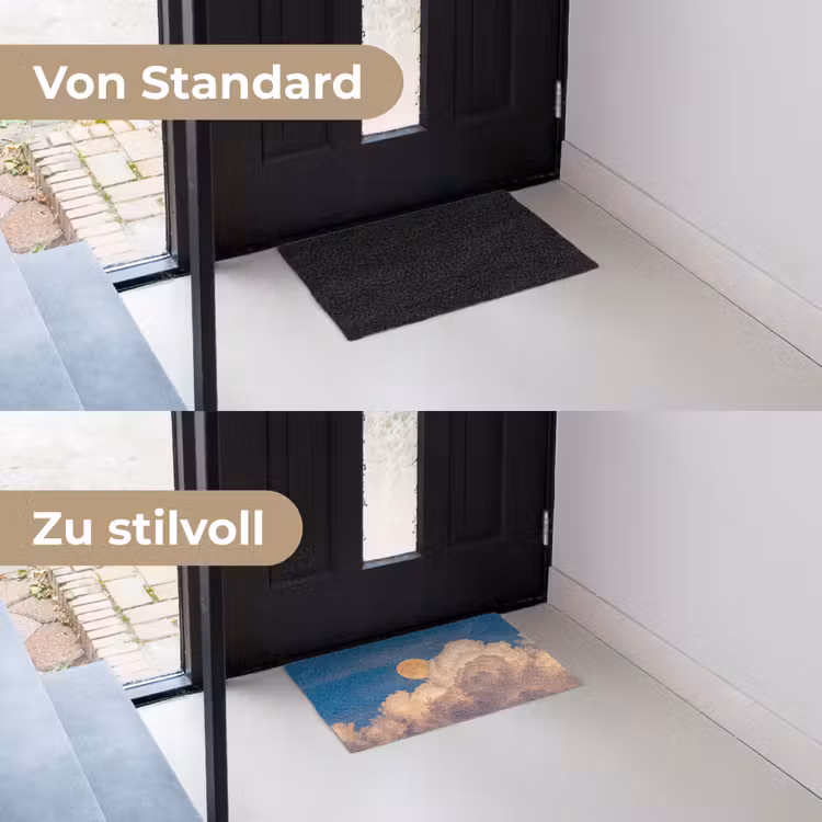 Maan - Wolken - Natuur - Oranje Deurmat klein -voor-na_DE