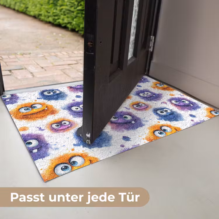Monstertjes - Aquarel - Kleurrijk Deurmat klein 898 -USP_DE